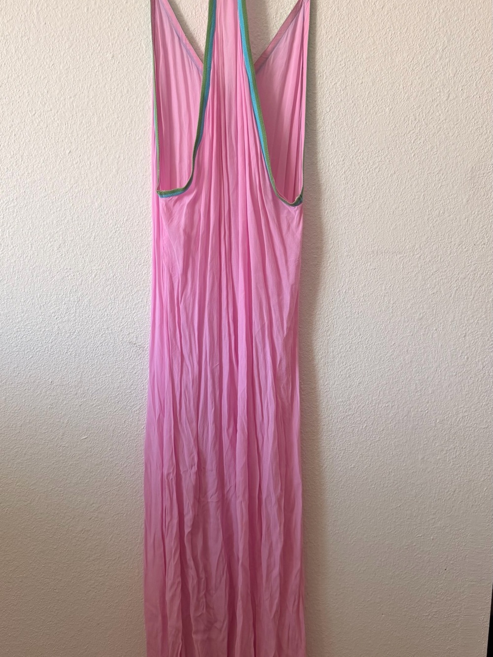 Pitusa Pink Maxi Dress with Teal-Green Trim - Picture 4 of 10